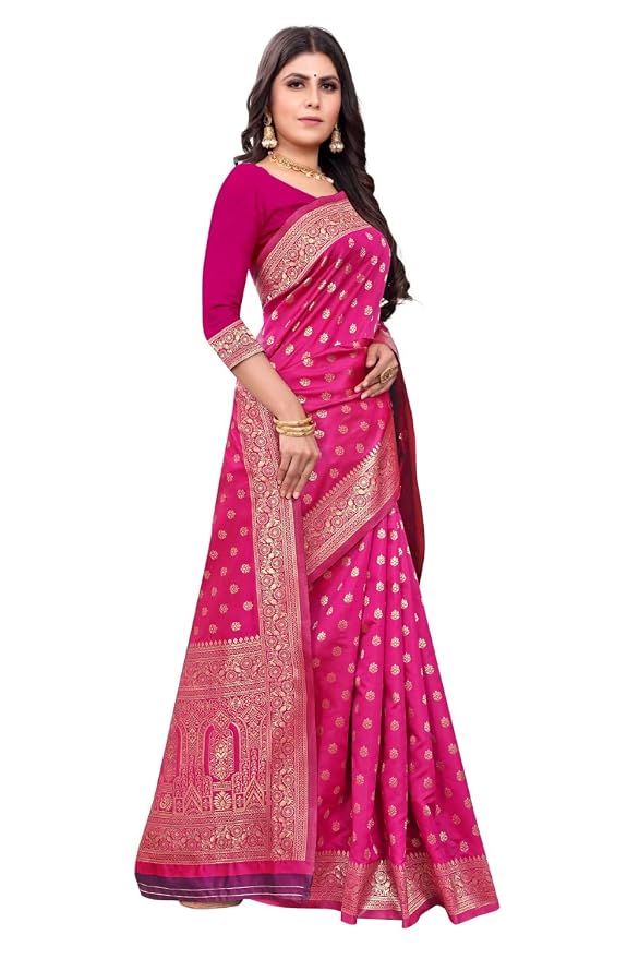 Women's Pure Kanjivaram Silk Saree Soft Design With Blouse Piece For Wedding - Image 3