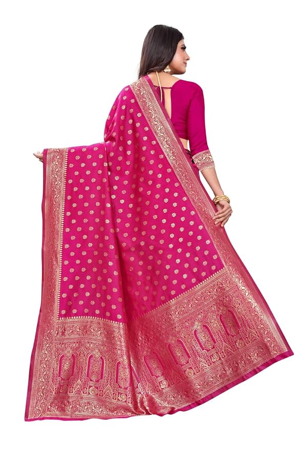 Women's Pure Kanjivaram Silk Saree Soft Design With Blouse Piece For Wedding - Image 4