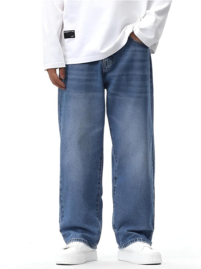Baggy Fit Jean's for Man || Loose Fit High Rise Denim || Stretchable Casual Wear Jean,s || Dance Rap Rapping Style Pant for Men || Denim Cotton Jeans - Image 4