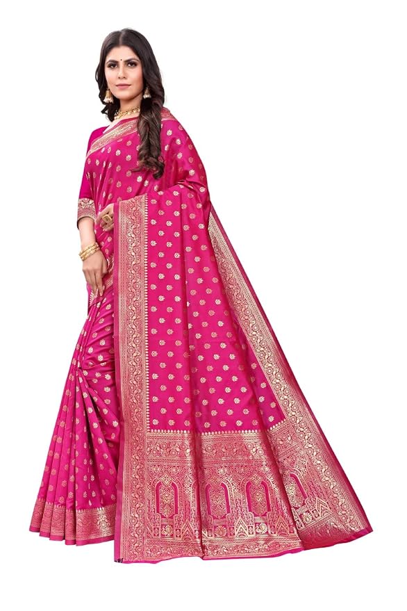 Women's Pure Kanjivaram Silk Saree Soft Design With Blouse Piece For Wedding - Image 2