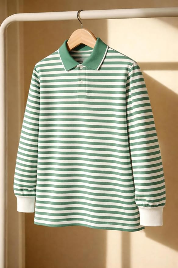Men’s Premium Black Striped Polo T-Shirt | Long Sleeve Cotton Blend | Casual & Smart Wear - Image 3