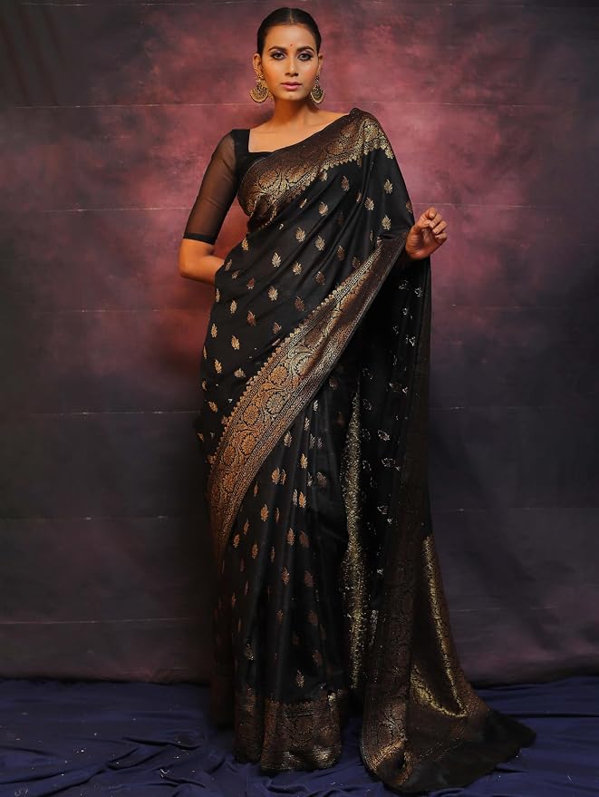 Women's Banarasi Saree Pure Kanjivaram Silk Saree Soft new ladies 2025 Design Wear Pattu Sarees Latest Sadi Party Sari collections With Blouse Piece - Image 2