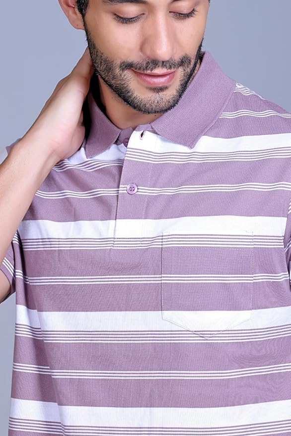 Half Sleeve Polo T-Shirt for Men with Pocket || Stripe Collar and Pocket T-Shirt for Men Half Sleeves - Image 2