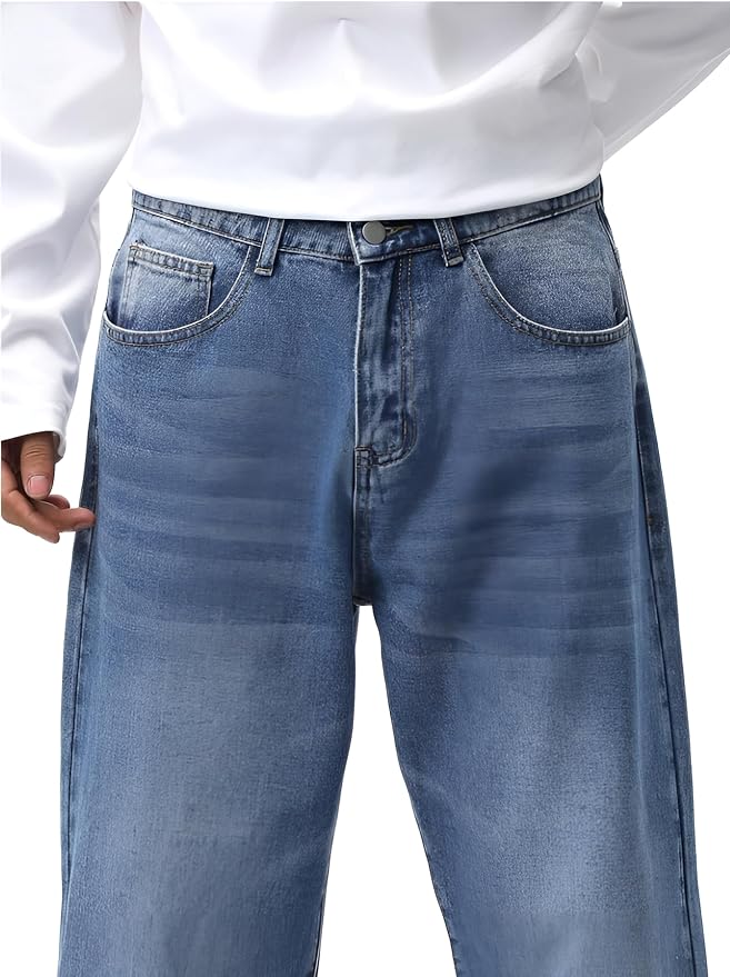 Baggy Fit Jean's for Man || Loose Fit High Rise Denim || Stretchable Casual Wear Jean,s || Dance Rap Rapping Style Pant for Men || Denim Cotton Jeans - Image 3