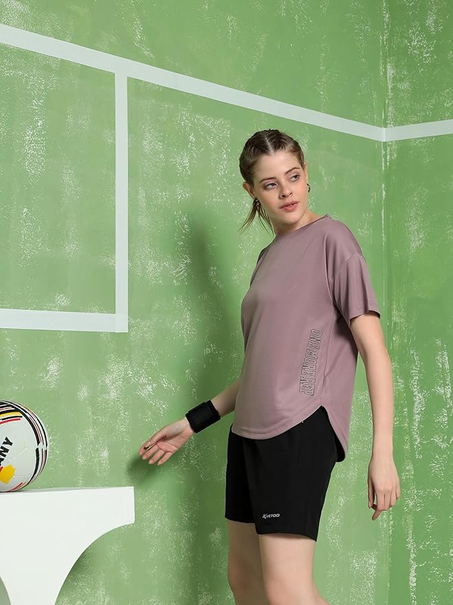 Women Apple Cut Gym T Shirt Breathable Workout Tee Slim Fit Activewear Top Sports Training Yoga T Shirt Women - Image 4