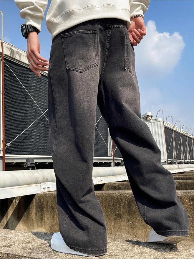 Baggy Fit Jean's for Man || Loose Fit High Rise Denim || Stretchable Casual Wear Jean,s || Dance Rap Rapping Style Pant for Men || Denim Cotton Jeans - Image 3