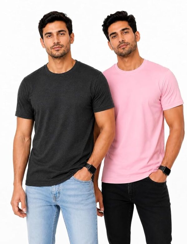 Premium 100% Cotton T-Shirt for Men | 180 GSM Bio-Washed & Pre-Shrunk | Men's Round Neck Regular Fit Plain Cotton Tee